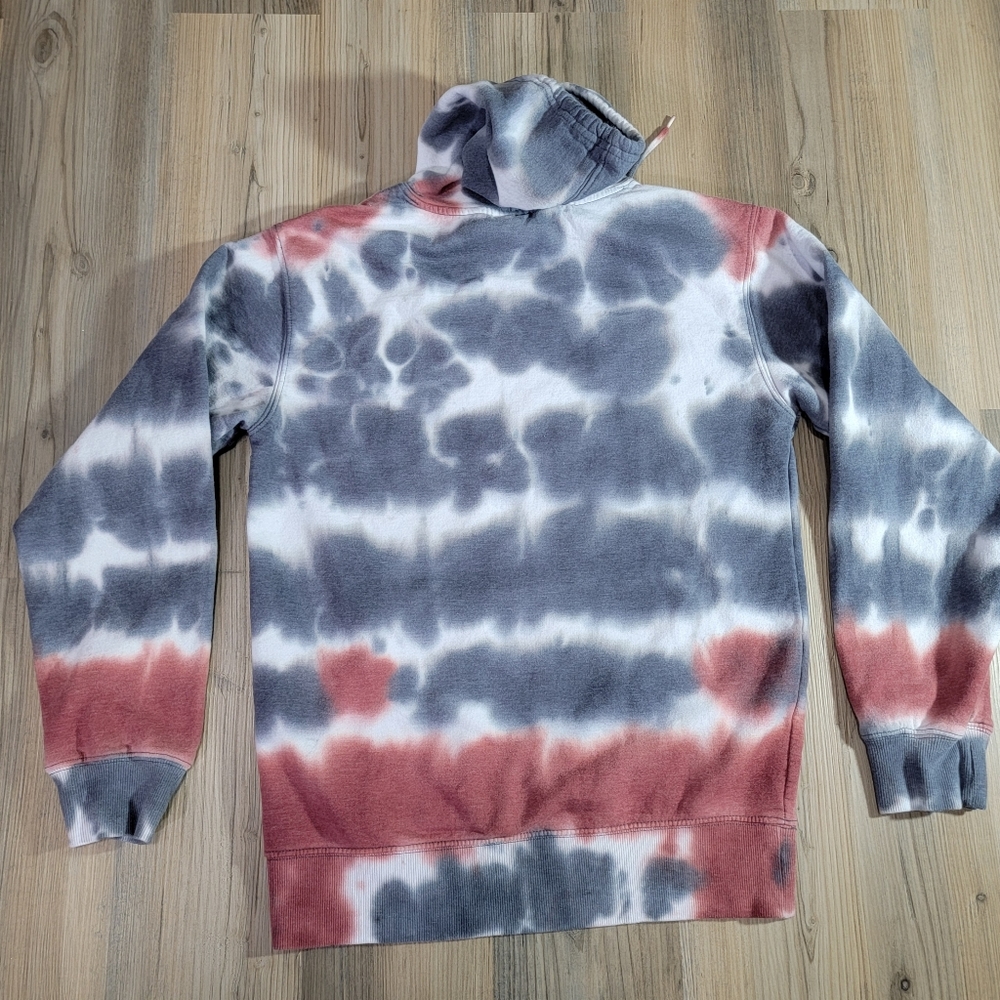 AC⚡DC Grey/White/Maroon Tie-Dyed Hoodie Size Small - Picture 6 of 6